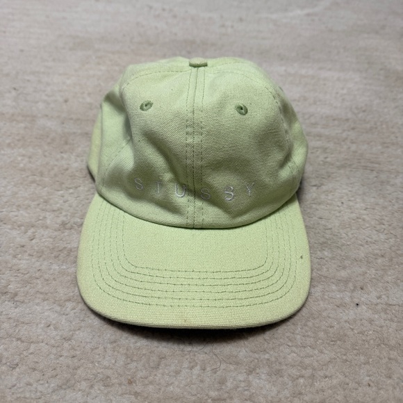 Stussy SS Basic Logo Spell Out Canvas Strap Back Hat OSFA Mint Green Unisex - Picture 1 of 6